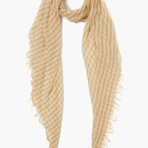 Chan Luu Tan Gingham Scarf with Fringed Edges
